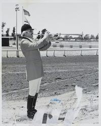 Bugler calls the start of the race at the Sonoma County Fair, Santa Rosa, California