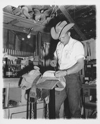 Interior of Palm's Saddle Shop, Petaluma, California, 1970