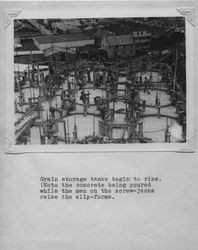 Tank slip forms used at the Poultry Producers of Central California Petaluma mill while it was under construction, 1937