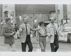 Politicians march in the Old Adobe and Petaluma River Festival Parade of 1986