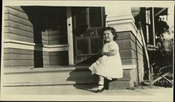Marjorie Carpenter on the porch of her family's house in Petaluma, California in 1918