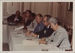 Helen Putnam with attendees and staff of the California Cities Conference, San Diego, California, Oct. 1976