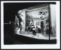 Windows of Rosenberg's Department Store advertising vacation apparel, Santa Rosa, California, 1961