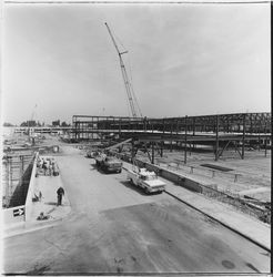 Steel frame construction at Santa Rosa Plaza, Santa Rosa, California, 1981