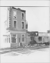 Scenes of the rubble following the fire at the Continental Hotel, Petaluma, California, May 5, 1968]