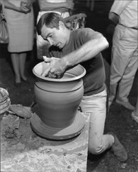 Frank Lorenzo throwing a pot at Art in the Park, Santa Rosa, California, June 17, 1971