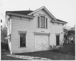 North exterior view of Luther Burbank's carriage house, Santa Rosa, California, December 1, 1979