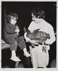 Rhode Island Red and Weitzman sisters at the Sonoma County Fair, Santa Rosa, California, about 1955