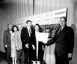 Group reporting largest percentage of new member minimum goal receiving Chamber of Commerce general chairman's award, Santa Rosa, California, 1960