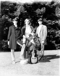 Buttermilks--a quartet with guitar, zither, and Clover buttermilk carton, Santa Rosa, California, 1967