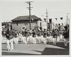 Band marching on Bodega Avenue in the Veterans Day Parade, 1939