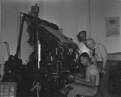 Petaluma Argus-Courier employees at the offset printers, Petaluma, California, June 1941