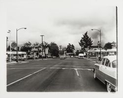 Intersection of 4th and Montgomery looking east on 4th St., Santa Rosa , California, 1961