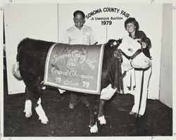 Marci Kunde with her Reserve Grand Champion steer at the Sonoma County Fair, Santa Rosa, California, 1979