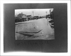 Third Street from B Street during flood of 1904, Petaluma, California