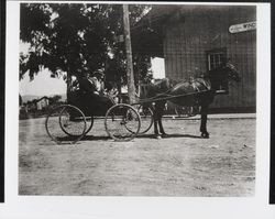 Two women in a buggy at the Windsor railroad station