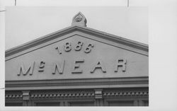 View of the McNear Building cornice, Petaluma, California, October 18, 1965