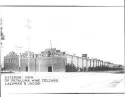 Exterior view of Petaluma Wine Cellars Lachman & Jacobi, Petaluma, California, 1910