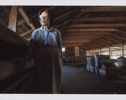 Momoye "Mona" Hirooka in a Hirooka poultry farm building, Davis Lane, Petaluma, California, 2006