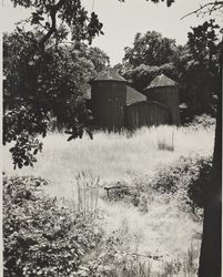 Abandoned wooden building of the Fountain Grove Winery, Round Barn Boulevard, Santa Rosa, California, about 1970