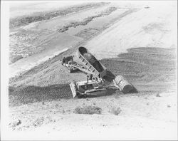 Earth moving equipment at work on Highway 101, Petaluma, California, 1955