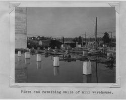 Piers and retaining walls used in the construction of the Poultry Producers of Central California feed mill in Petaluma, California, 1938