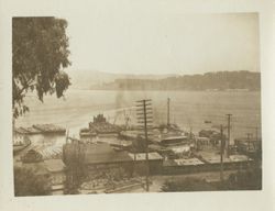 View of the Sausalito waterfront looking toward Belvedere, Sausalito, California, 1930