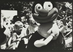 Riding the roller coaster at the Sonoma County Fair carnival, Santa Rosa, California, about 1993