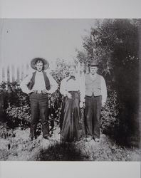 Montgomery Paxton Akers family pose in the garden of the Akers home, Schellville, California, 1890s