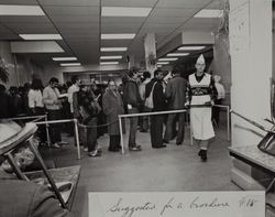 St Anthony's Dining Room with waiting guests, 121 Golden Gate Avenue, San Francisco, California, February 1979