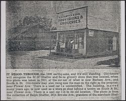 View of the R. H. Shaffer & Sons grocery store, Barham Avenue and South A Street, Santa Rosa, California, 1911