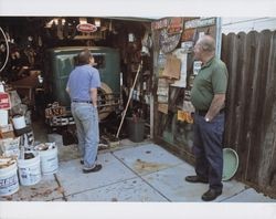 Herbert D. "Shep" Shepard at his garage with Harlan Osborne, 5th Street, Petaluma, California, 2007