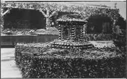 Citrus display depicting a monument at an unidentified Cloverdale Citrus Fair, about 1910