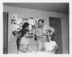 Students at Conover School learning hair styling from M. C. Jay, Santa Rosa, California, 1961