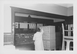 Card catalog in the crumbling Santa Rosa, California Carnegie Library, 1960