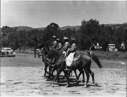 Members of the California Centaurs mounted junior drill team at the Boyes Hot Springs Horse Show in 1946