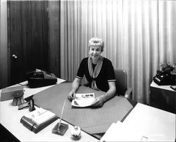 Louise Ederle, owner of the Burbank Business College, Santa Rosa, California, July 11, 1966