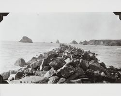 Construction of the jetty at the mouth of the Russian River at Jenner, California, November 1932