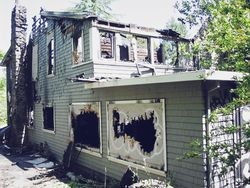 Back of the Savage House at 100 Valparaiso Avenue, Cotati, California, following the fire of September 16, 2009