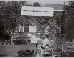 Emma E.Wood and Bernard R. White seated in the garden in Petaluma, California, about 1912