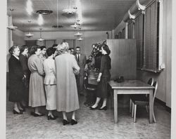 Officials receive tour of new Pacific Telephone and Telegraph Company building at 125 Liberty Street, Petaluma, California, 1951