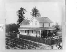 Sturgeon family on the porch of their home, Occidental, California