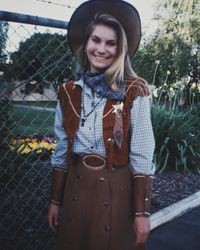 Portrait of Crystal Allard dressed as a cowgirl, Petaluma, California