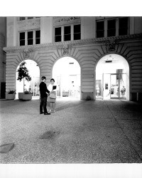 Night time view of entrance to Empire College, Santa Rosa, California, 1970