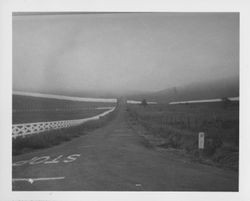 Christo's Running Fence shrouded in fog, Sonoma County, California, 1976