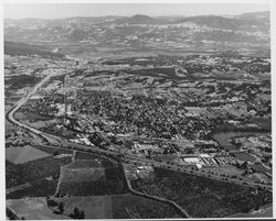 Aerial view of Healdsburg, California, looking north