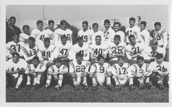 Coach Don Vachini and St. Vincent's football team, Petaluma, California, 1973