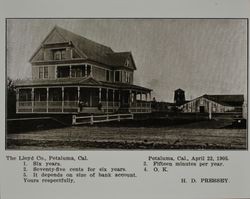 Lloyd gate at the farm of H. D. Pressey in Petaluma, California, as shown in the Lloyd Co. catalog for 1912