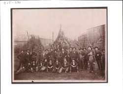 Group of men posing with freshly cut Christmas trees, Healdsburg, California, about 1915