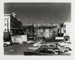 Parking lot and rear of the Hahman Building, Santa Rosa, California, 1967